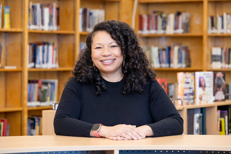 2025 Colorado Teacher of the Year Janet Damon poses for a photo at her Denver school. 