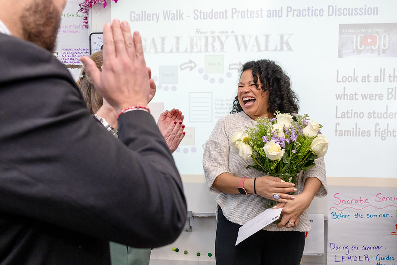 2025 Colorado Teacher of the Year Janet Damon receives info that she is a finalist for National Teacher of the Year.