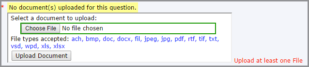 elicensing dialog box used to upload a file