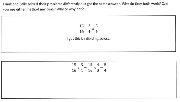 Fraction problem examples. Refer to caption for information on the complete fraction problem.