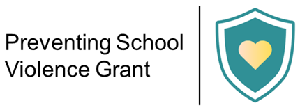 Preventing School Violence Grant, icon of a teal shield with a yellow heart inside it
