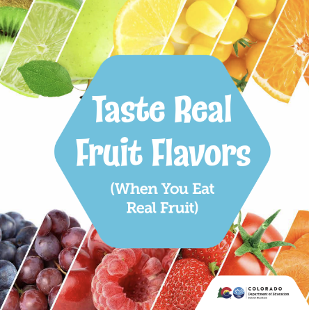 photos of multiple fruits organized in rows with text Taste Real Fruit Flavors when you eat real fruit